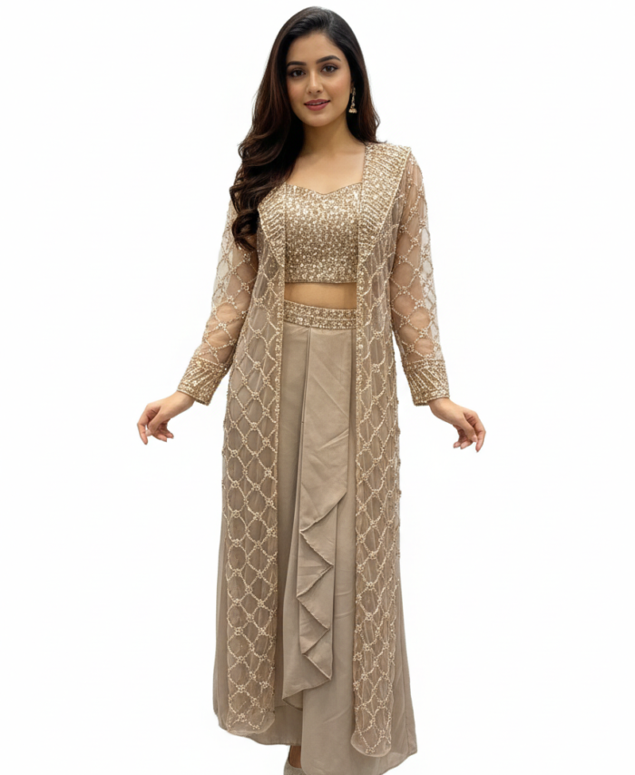 Indo western with long jacket dress